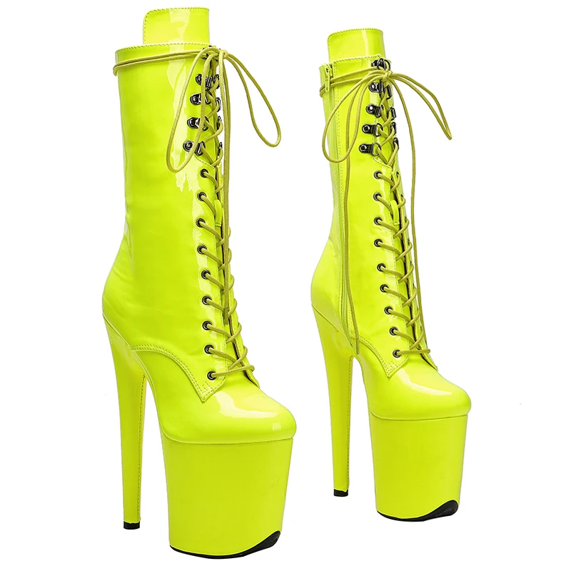 Leecabe 20CM/8Inch shinny upper  lady fashion  boots   for  party  Platform  High Heels Pole Dance boot