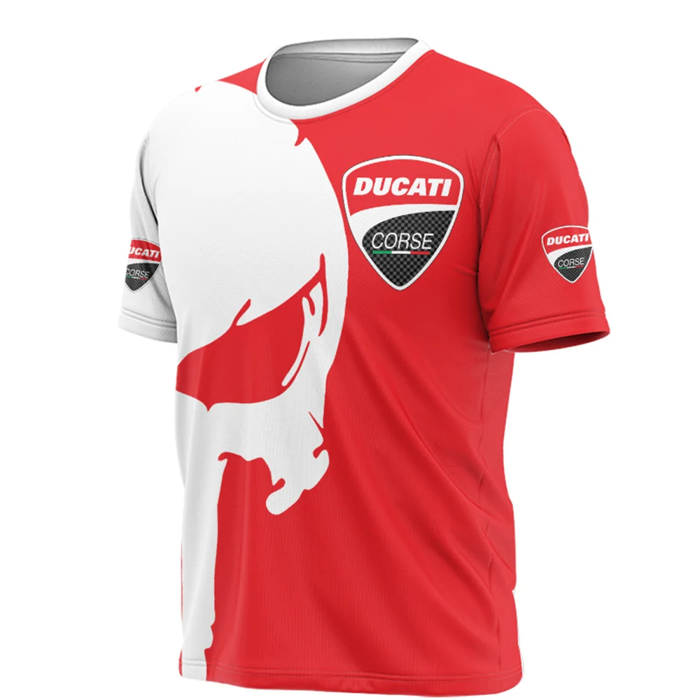 

2023 Ducati Motorcycle Club Summer Leisure Party Red T-shirt Outdoor Running Bike Cross-country Sports Large o Crew Neck