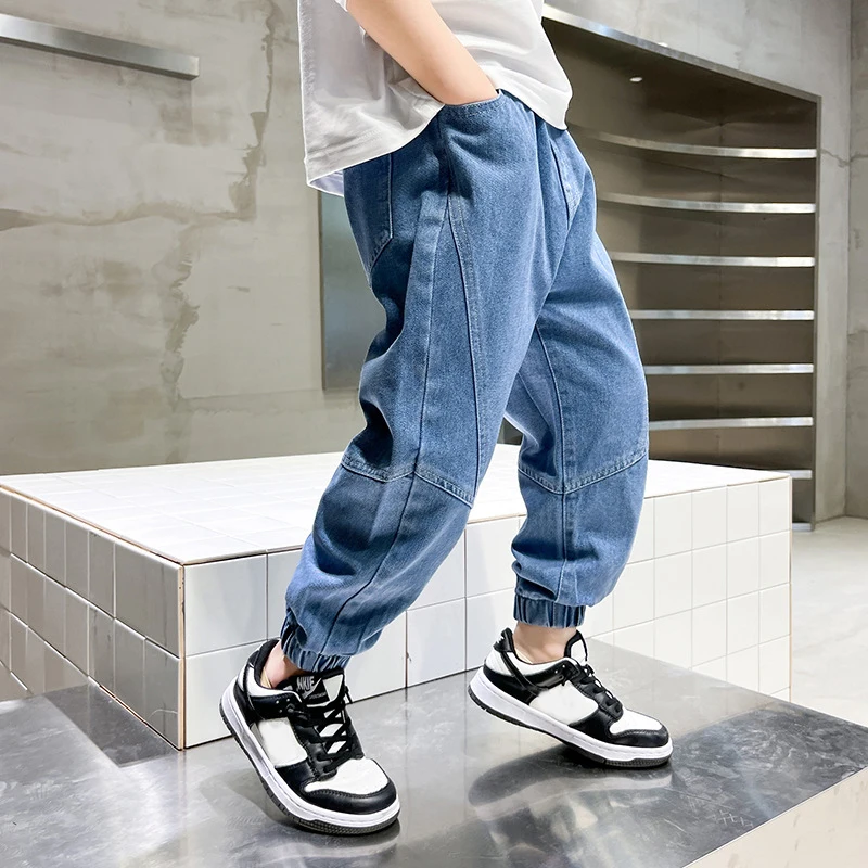 

Детские джинсовые брюки для мальчиков 2023 Повседневные детские весенне-осенние 100% хлопковые брюки