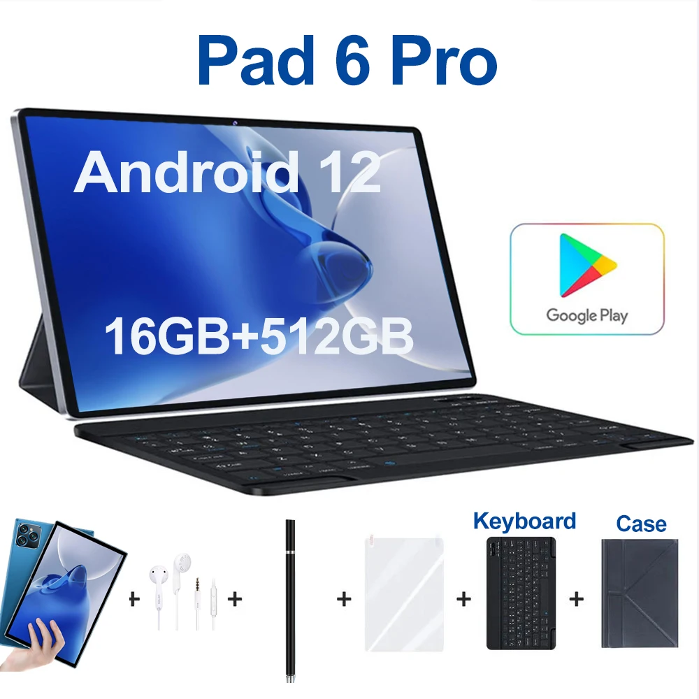 

Новый планшет Android Pad 6 Pro 10,1 дюймов HD 16G + 512 ГБ, глобальная версия планшета для ноутбука, двойная SIM-карта или Wi-Fi, планшеты Google Play, ПК