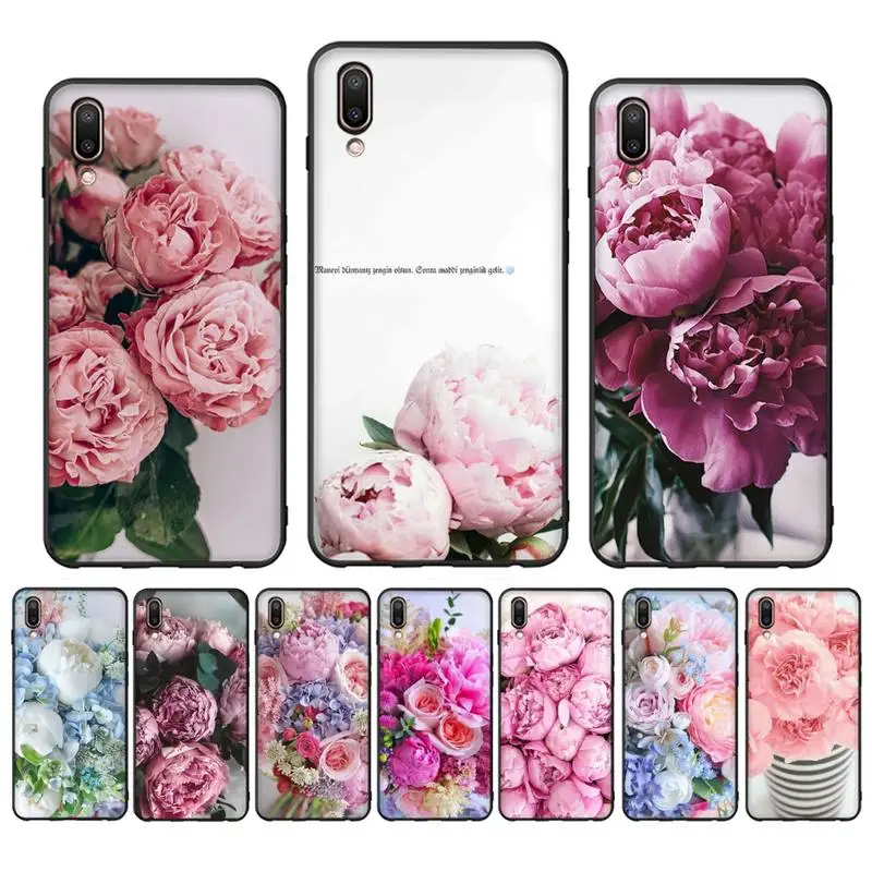 

Elegant Pink Purple Peony Flower On the Vase Phone Case Case For Oppo Reno Realme C3 6Pro Cover For vivo Y91C Y17 Y19