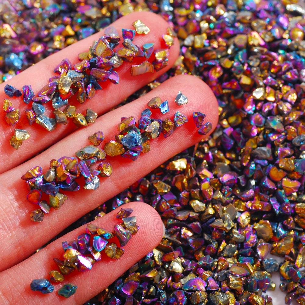

50 г металлический Стекло 1 пакет нерегулярные рудные шарики AB Цвет сломанные ногти масло Нейл Арта, набор для сломанных камешки для дизайна ногтей DIY украшения камень