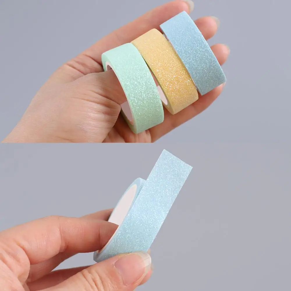 

NEW 2022.12pcs Macaron Color Washi Tape Set 15mm Glitter Bling Adhesive Masking Tapes Decoration Stickers Home DIY Art Diary