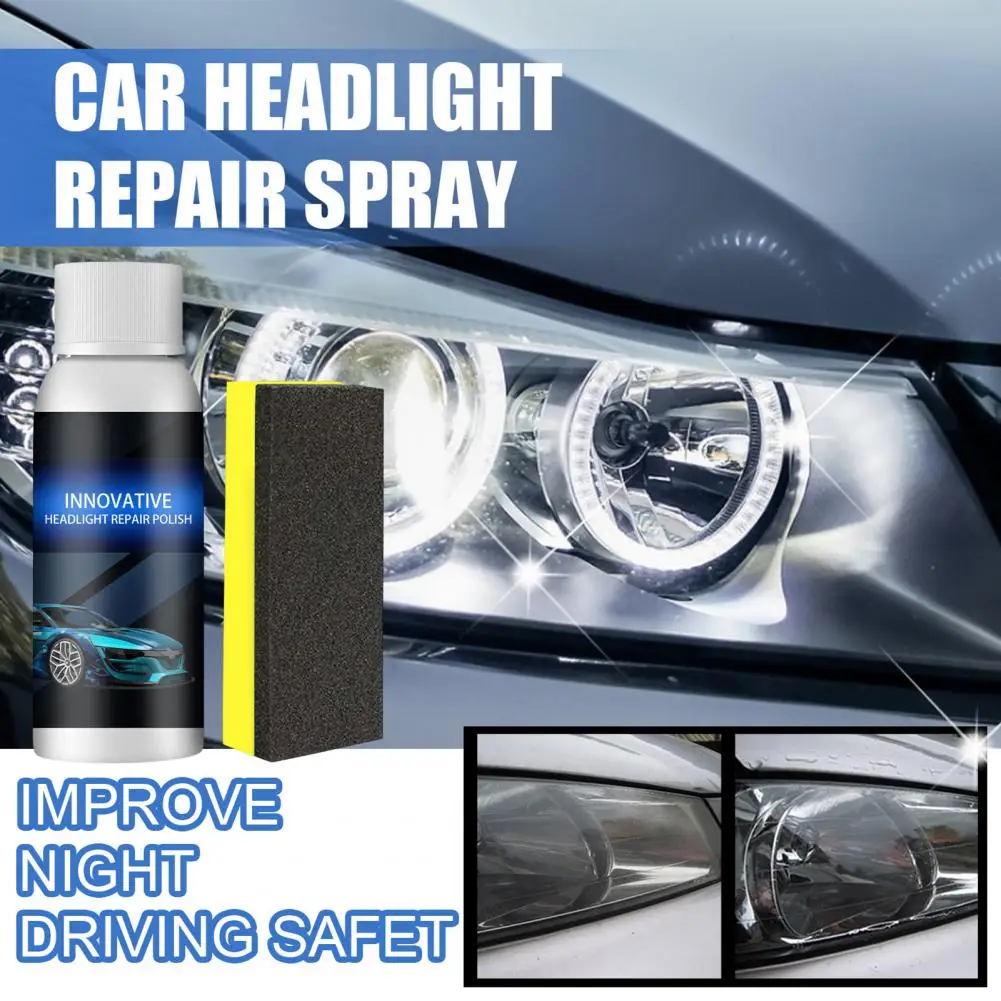 50ml Restorative Liquid Removing Cleaners Portable Car Headlight Repair Polish Liquid Cleaners Car Degreasers With Sponge Swirl