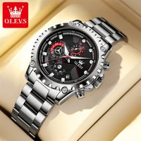 olevs fashion silver black mens watches top brand luxury clock sports chronograph waterproof quartz watch men relogio masculino