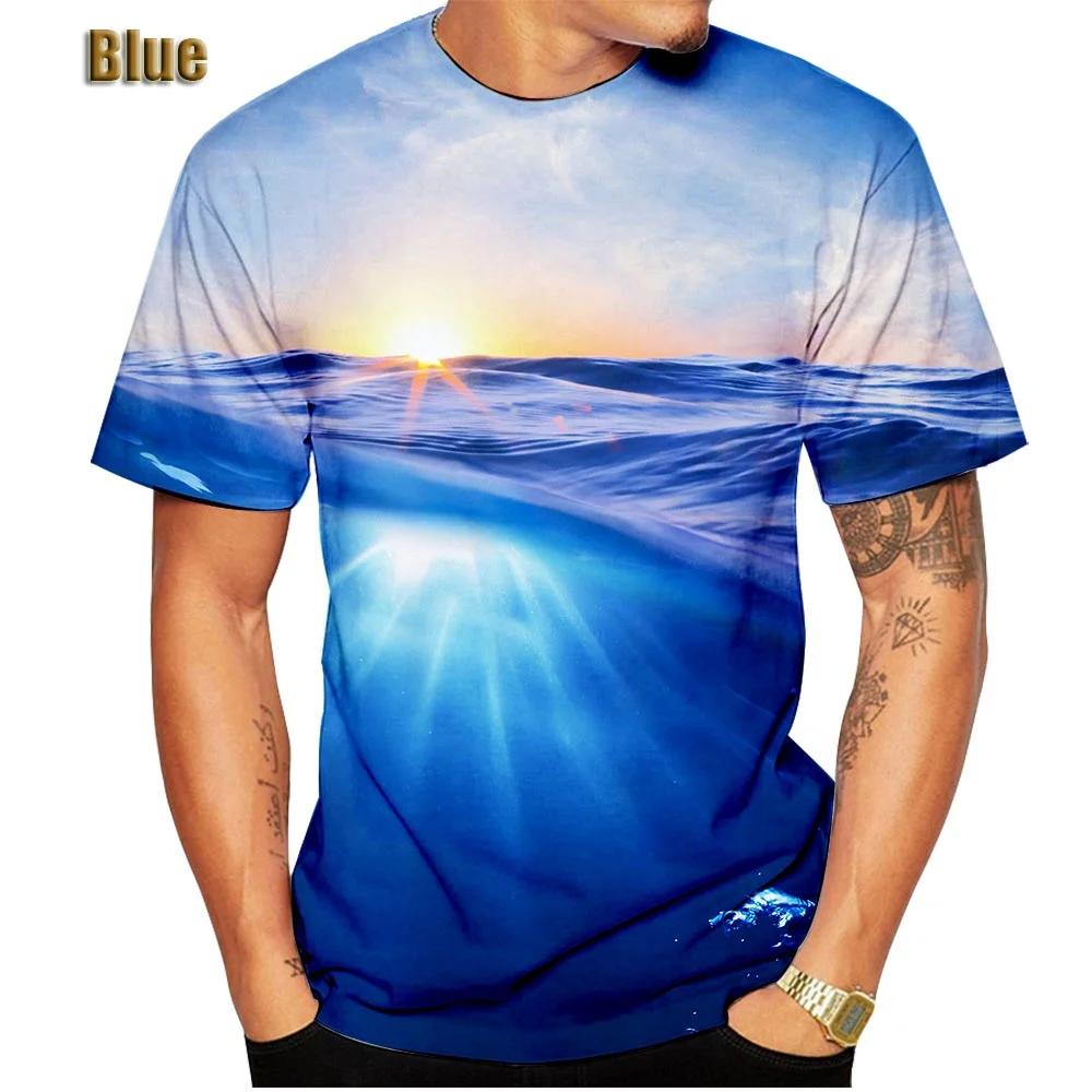 

New Fashion Men/Women 3D Beautiful Ocean Printed T-shirts Casual Summer Sea Beach Active Short-sleeved Tops