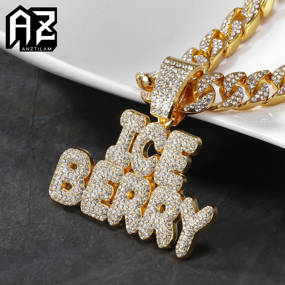 

Ожерелье из кубинской цепи с надписью AZ ICEBERRY, чокер из сплава с украшениями в стиле хип-хоп и готика майами для женщин и мужчин