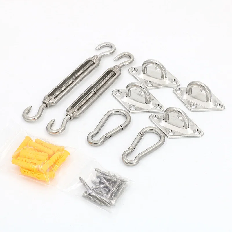 Accessory 24pcs/set 304 Stainless Steel Outdoor Awning Hardware Kit Turnbuckle Pad Eye Hook Screws 3 Sizes