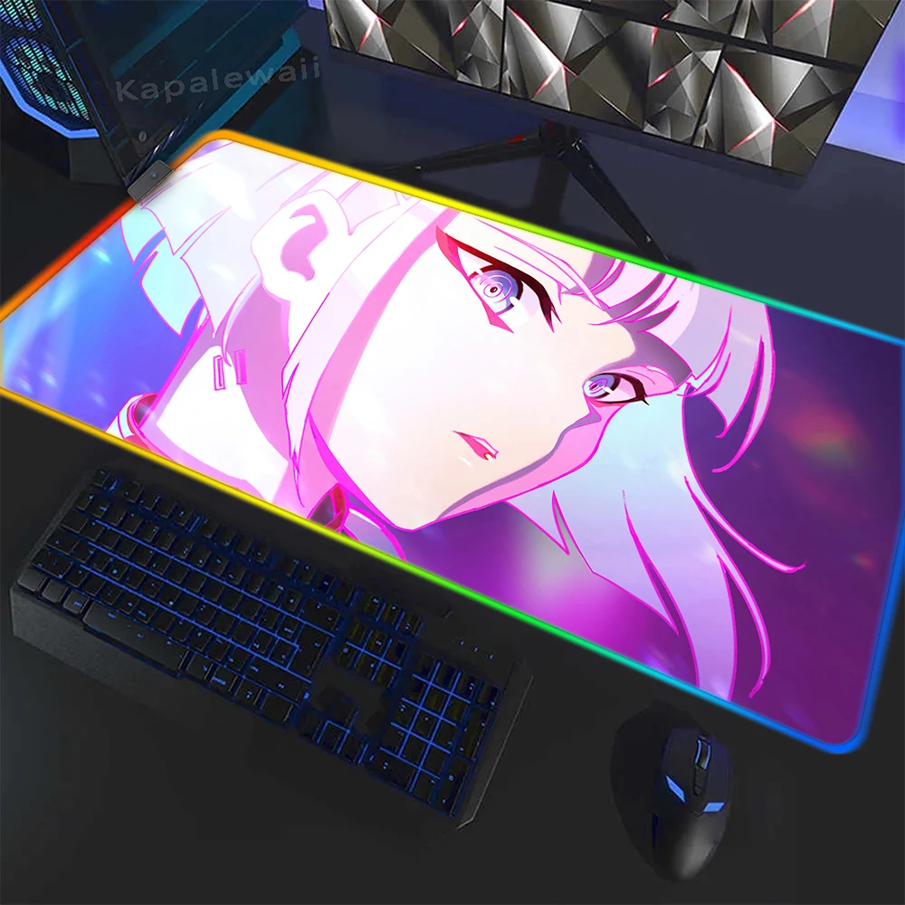 

RGB Anime Mouse Pad LED Light Gaming Mousepad Kawaii Girl Desk Mat Gamer Speed Keyboard Pads XXL Game Accessories Mousepads