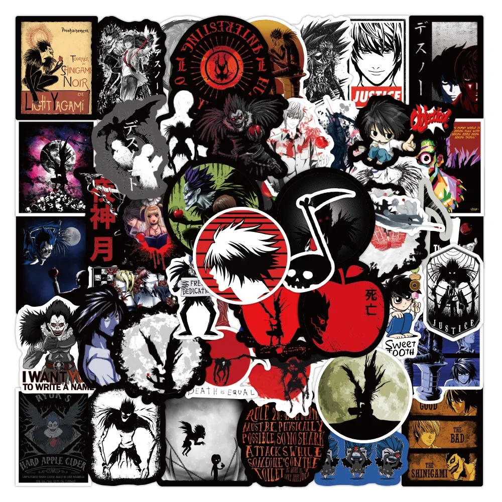 50 Cartoon Anime Death Note Notebook Mobile Computer Decorative Trolley Box Graffiti Stickers Children's DIY Toys Kawaii Gifts