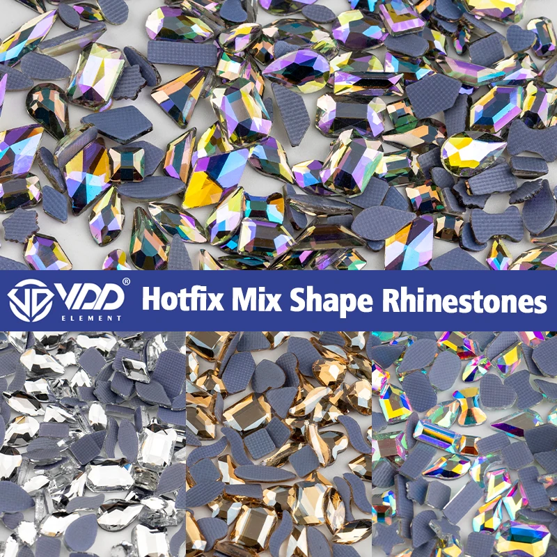 VDD AAAAA высшее качество 100/500 шт. Смешанная форма стеклянная Горячая фиксация Стразы с плоским основанием камни для рукоделия искусственное платье