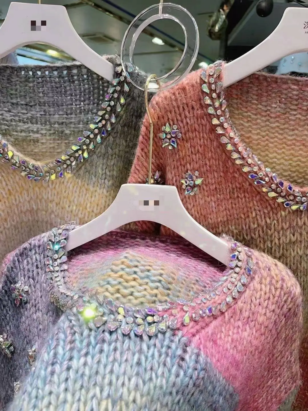 Женский короткий пуловер с градиентом свитер осеннее вязаное женское пальто