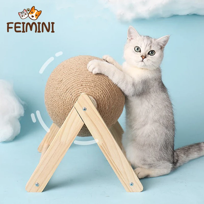 

Когтеточка FEIMINI для кошек, игрушка, котенок, веревка из сизаля, шаровая доска, шлифовальные лапы, игрушки, кошачья Когтеточка, износостойкая ...