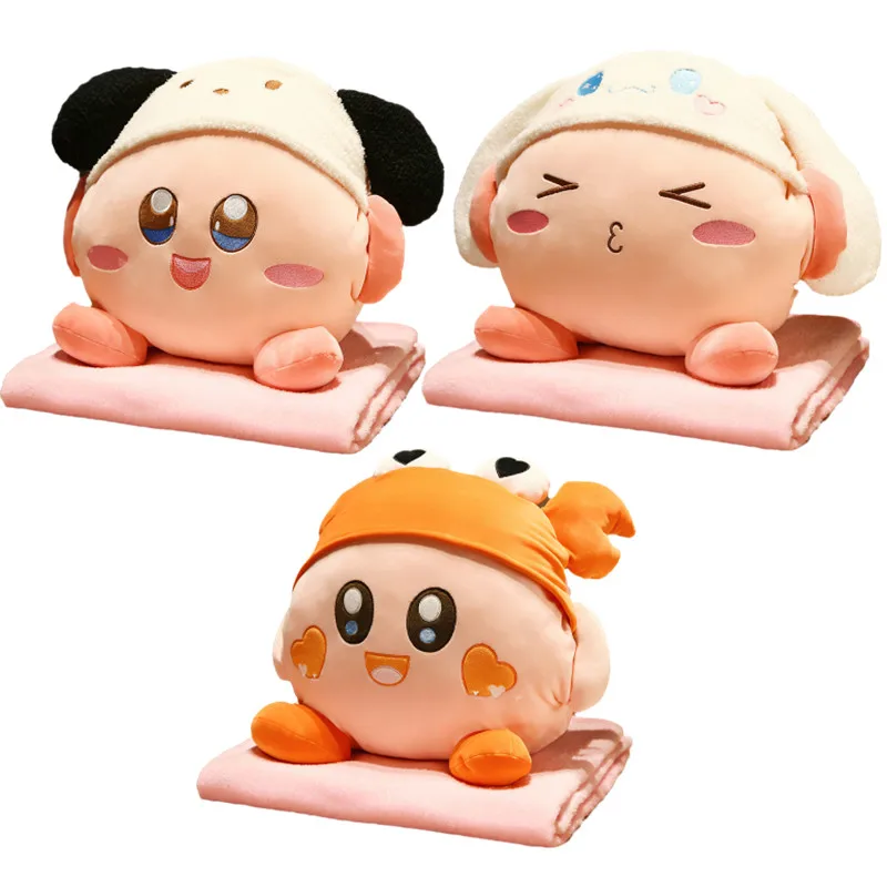 

Kawaii Anime Star Kirby COS Cinnamoroll Pochacco Cartoon Plush Toy Soft Stuffed Throw Pillow Cute Winter Pillow Blanket Gift