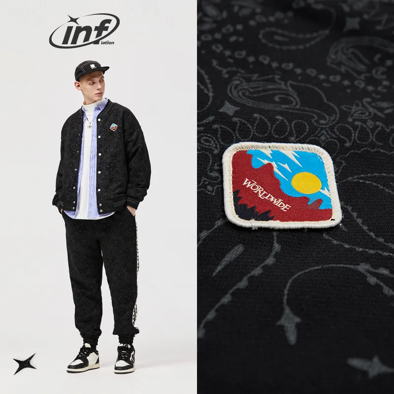 

Men loaded version of cashew flower 400g heavy polar fleece baseball jacket Fall 2022 New collection jacket