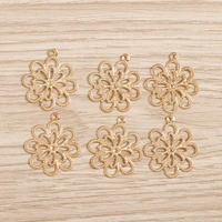 80pcs 20x23mm gold color metal iron sheet hollow flowers charms for jewelry making women fashion earrings pendant necklaces gift