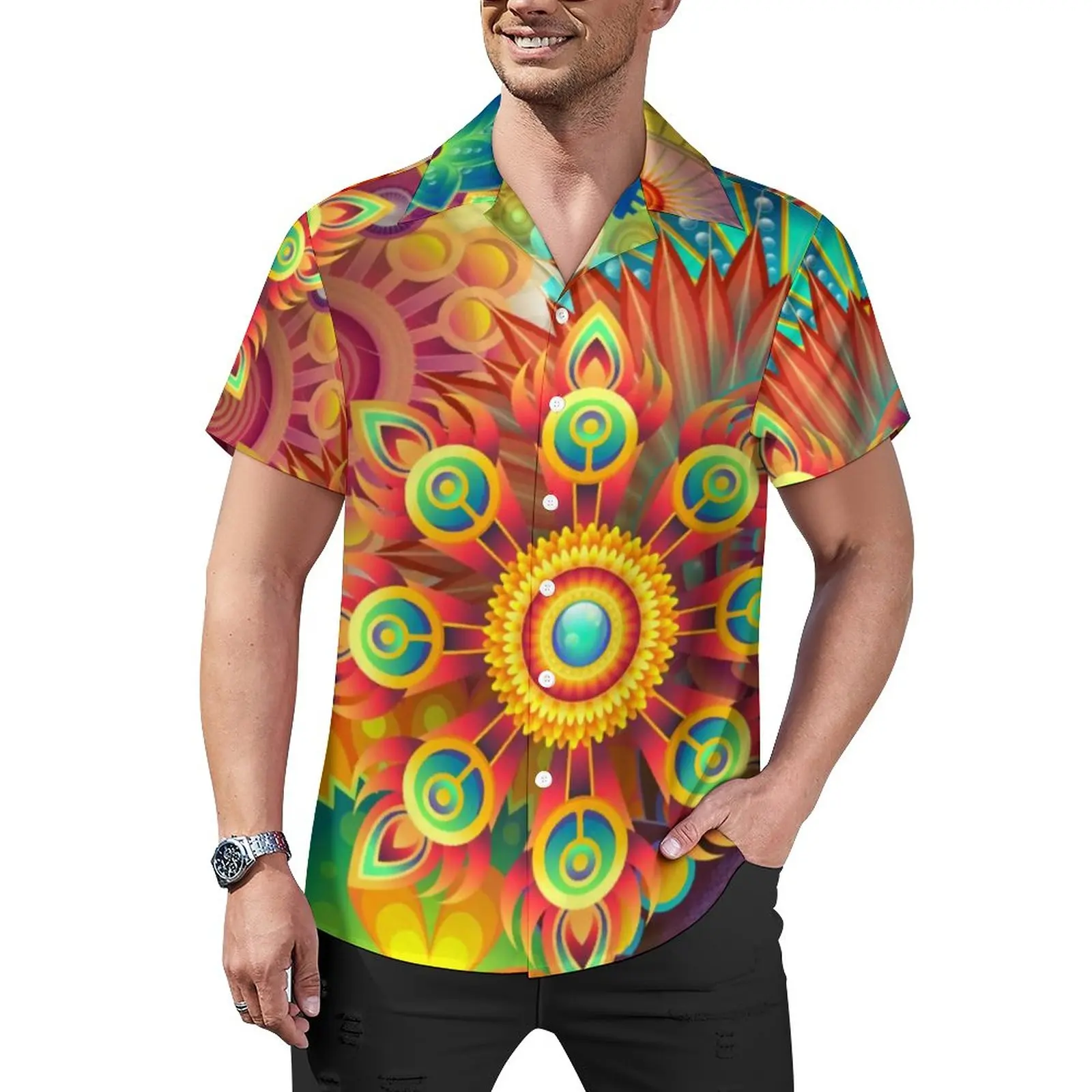 

Пляжная рубашка с абстрактным цветочным принтом, винтажная Гавайская Повседневная рубашка с цветочным принтом, Мужская забавная блузка, топ с коротким рукавом и графическим принтом, большой размер 4XL