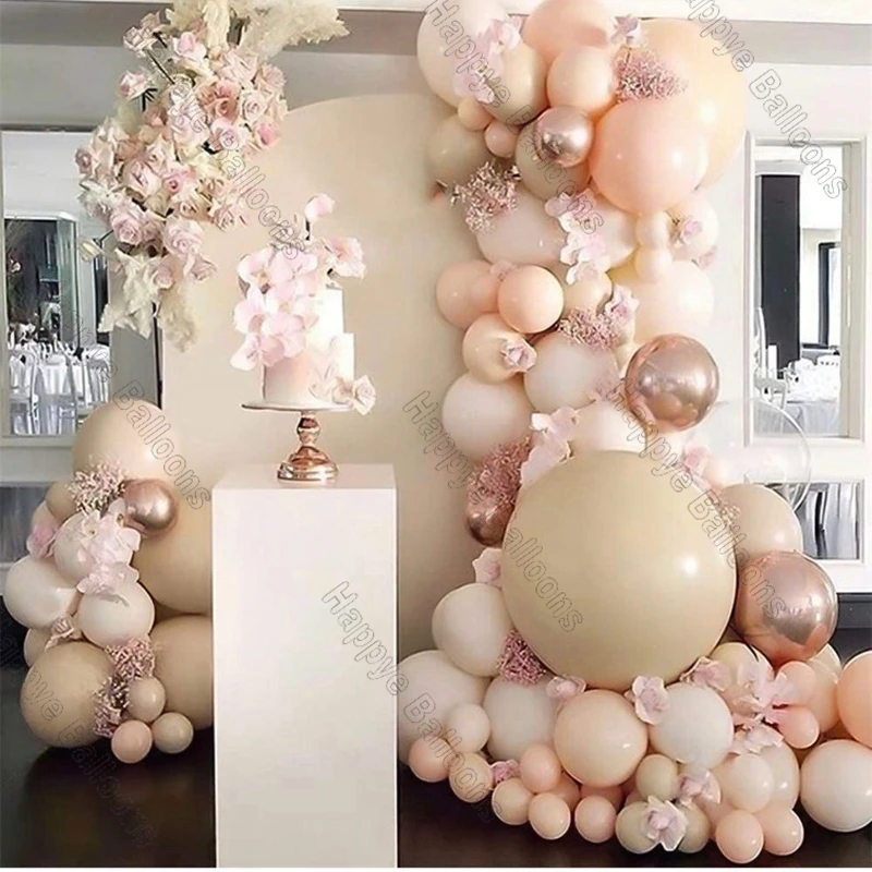 

132Pcs Macaron Baby Pink Balloon Garland Arch Wedding Decoration Orange Baby Shower Set of Balloons Kit Birthday Party Decor