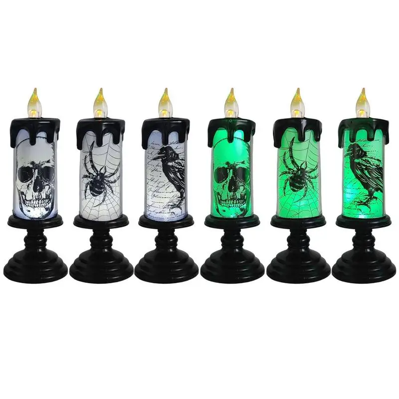 

Halloween Candle Lights LED Lights Flickering Candles For Halloween Retro Style Desktop Lights Battery Powered For Festival