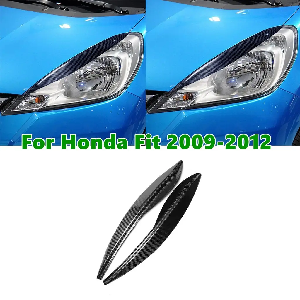 

2 шт., автомобильные наклейки из углеродного волокна для фар Honda Fit 2009 2010 2011 2012