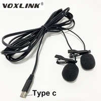 voxlink microphone double lavalier lapel microfone usb type c interface head 1 5m3m cable for xiaomi huawei android smartphone