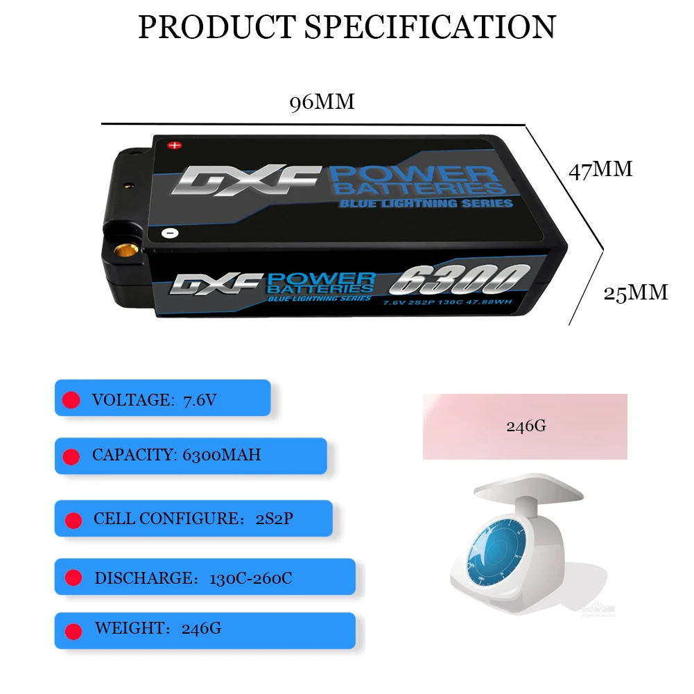 Аккумулятор VARCS Lipo 2S 7,6 В 6300 мАч 130C 260C 4 мм 5 мм, графеновая Пуля для соревнований, короткий для радиоуправляемых внедорожных багги-машинок 110 (art.: 3920b425affac) - 3920b425affac