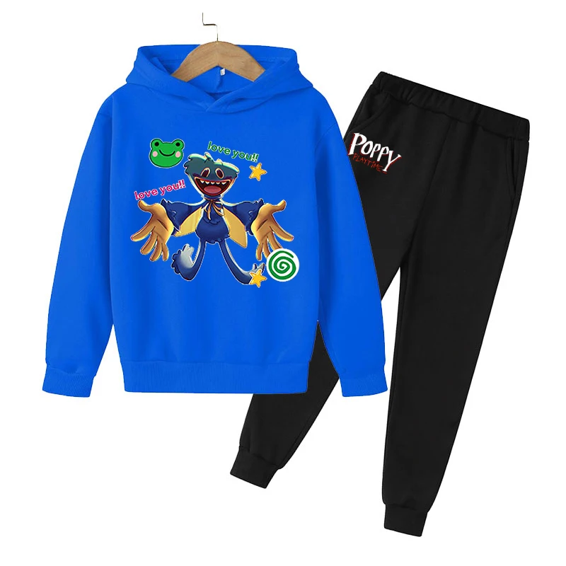 

2022 new children's suit 4T-14T poppy flower clothing suit boy's hoodie baby jacket casual sportswear novelty