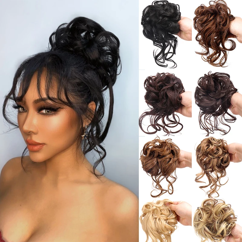 

Synthetic Curly Donut Chignon With Hair Hair bands Scrunchies Messy Hair Bun Updo Hairpieces Extensions for Women