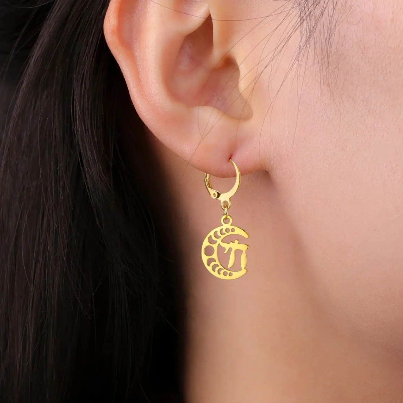 LIKGREAT Висячие серьги из нержавеющей стали с тремя лунами