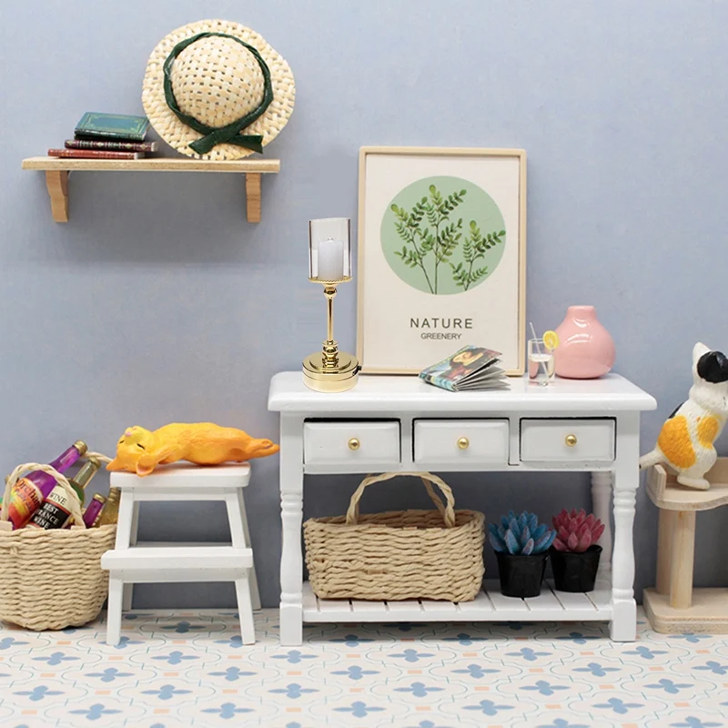 1/12 масштаб мини светящаяся лампа-свеча аксессуары для кукольного домика