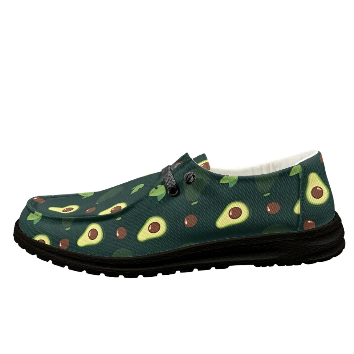 INSTANTARTS New Trend Ladies Lace-up Flats Avocado Cartoon Design Women Casual Sneakers Comfortable Outdoor Walking Footwear