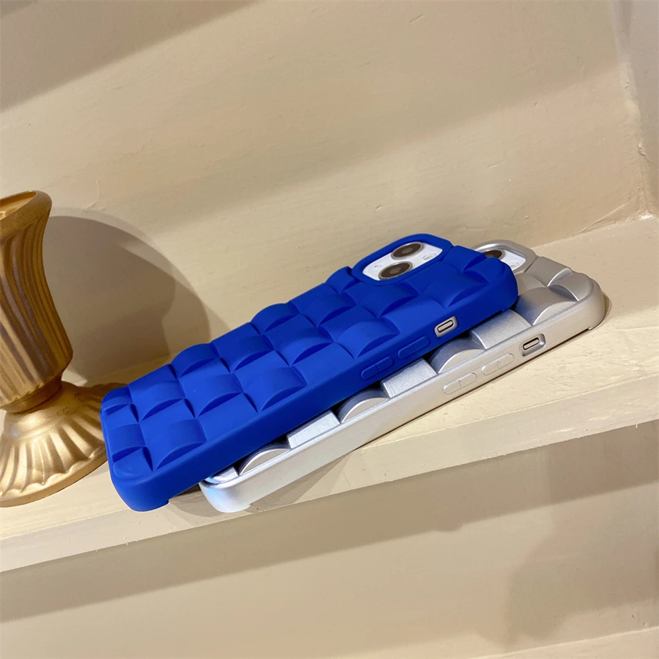 Простой однотонный трехмерный кубический сетчатый приятный для кожи синий