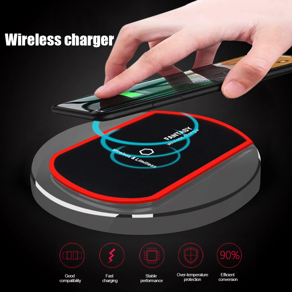 

K9 QI Wireless Charger Receiver Led Fast Charging For iPh one Xs Max X 7 8 6s Pl us Sam sung Hua wei Lite Wireless Charger