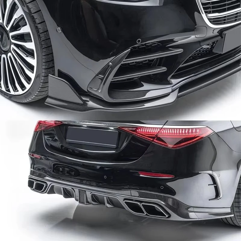 Фото Комплект обвеса из карбона Runde Wet для S-CLASS W223 в стиле MSY: передний сплиттер, задний диффузор, боковые пороги, воздухозаборники MSY №5