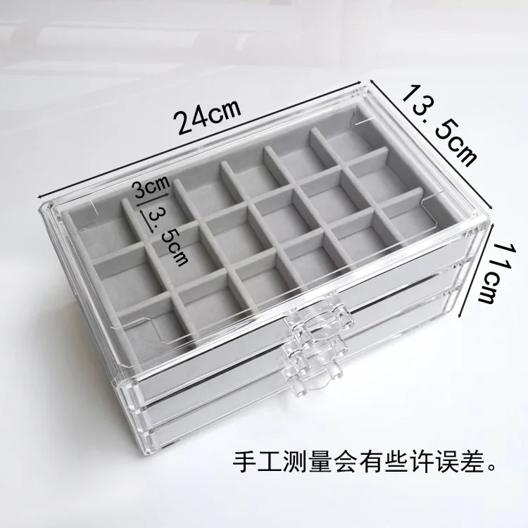Acrylic Transparent Three-layer Drawer Jewelry Flannel Storage Box Creative Drawer Jewelry Cosmetics Storage Box
