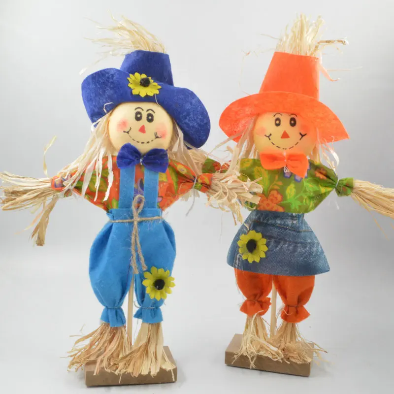 

Хэллоуин, День благодарения, пара пугалов, поддельные украшения