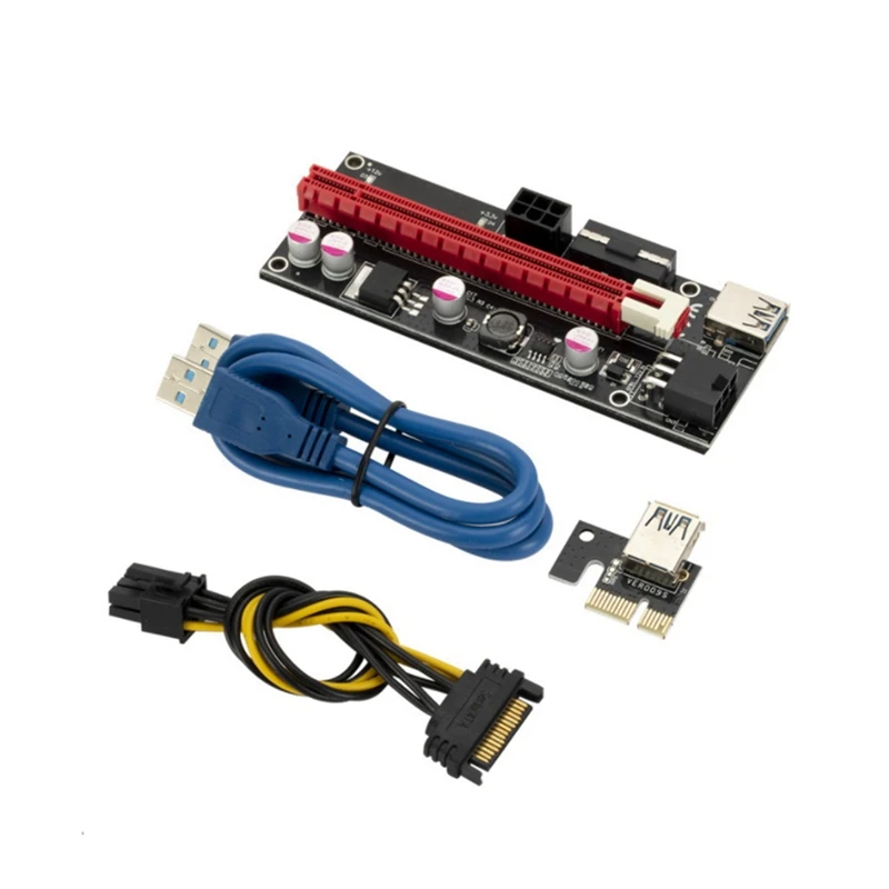 

PCI-E1X to 16X Graphics Card Extension Cable Ver009S USB3.0 Cable 6Pin Expansion Card