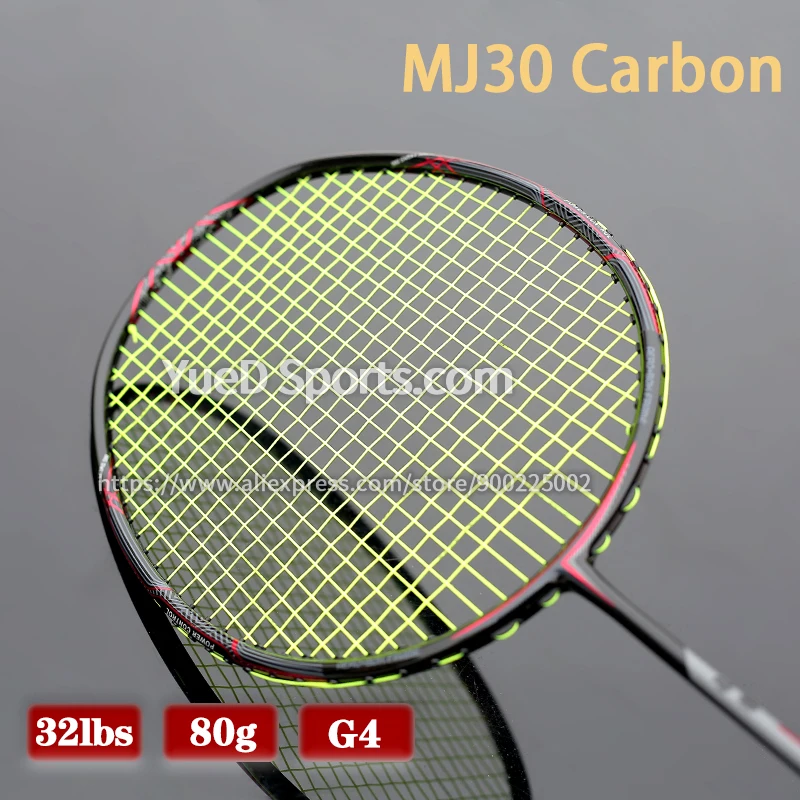 Professional High Quality Japan MJ30 Carbon Fiber Badminton Rackets With String Bag Max Tension 32LBS Training 4U 80G Racquet