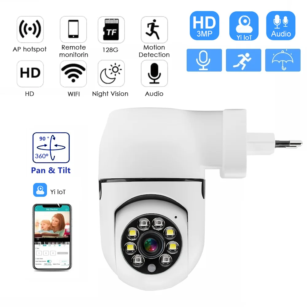 

Новая беспроводная Wi-Fi IP-камера 1080P панорамная камера с двойсветильник том и функцией ночного видения на 360 ° PTZ камера для умного дома камера безопасности для офиса