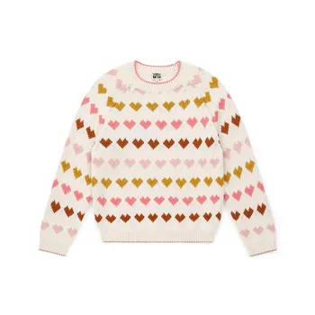 Beautiful Kids Girls Heart Pattern Sweaters Nice Quality Wool Made Knit Pullover Long Sleeve Autumn and Winter Tops Winter Baby