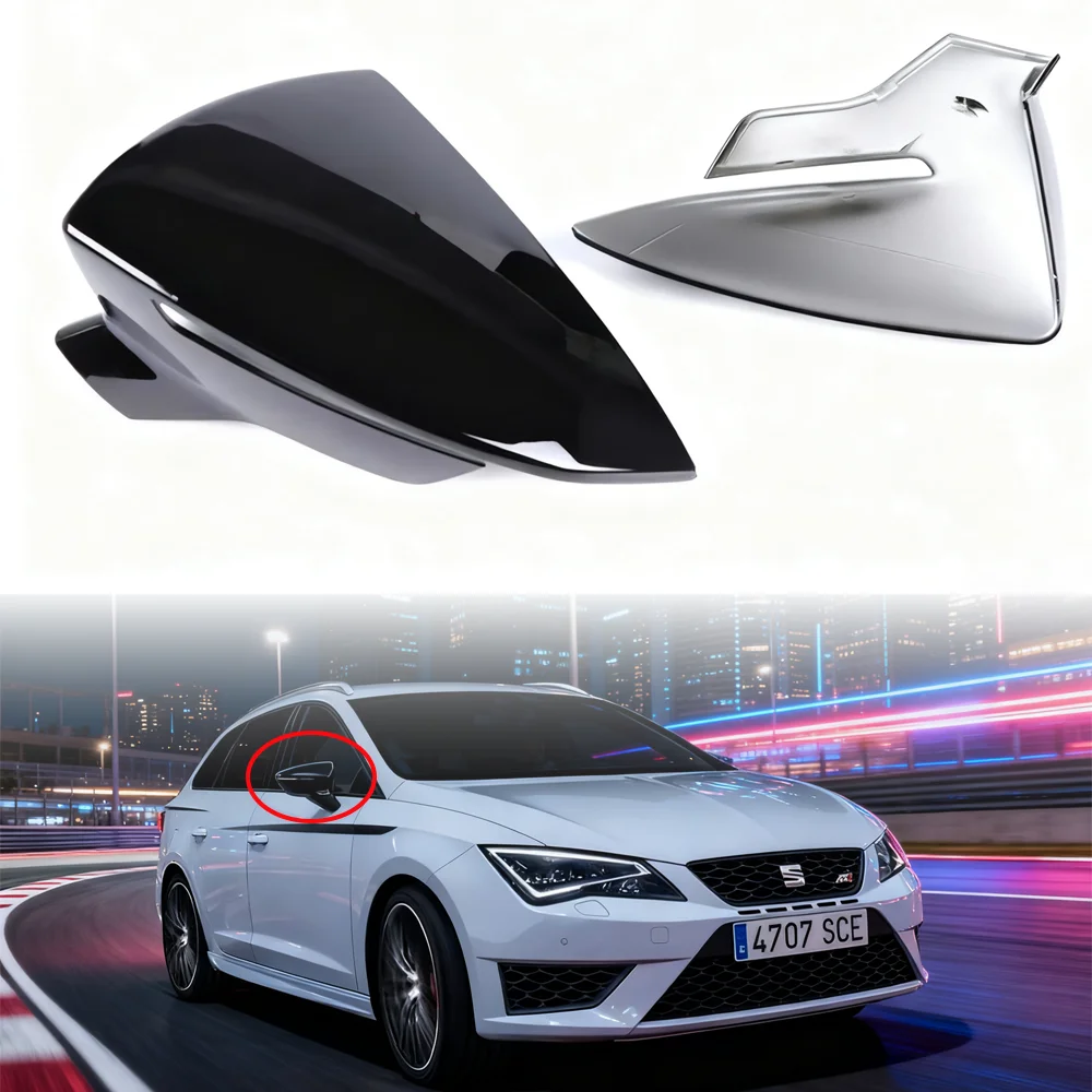 Фото Колпачки боковых зеркал для SEAT Leon Lion Mk3 III 5F ST FR Cupra 2017-2020, углеродное волокно/черные аксессуары для зеркал заднего вида №5