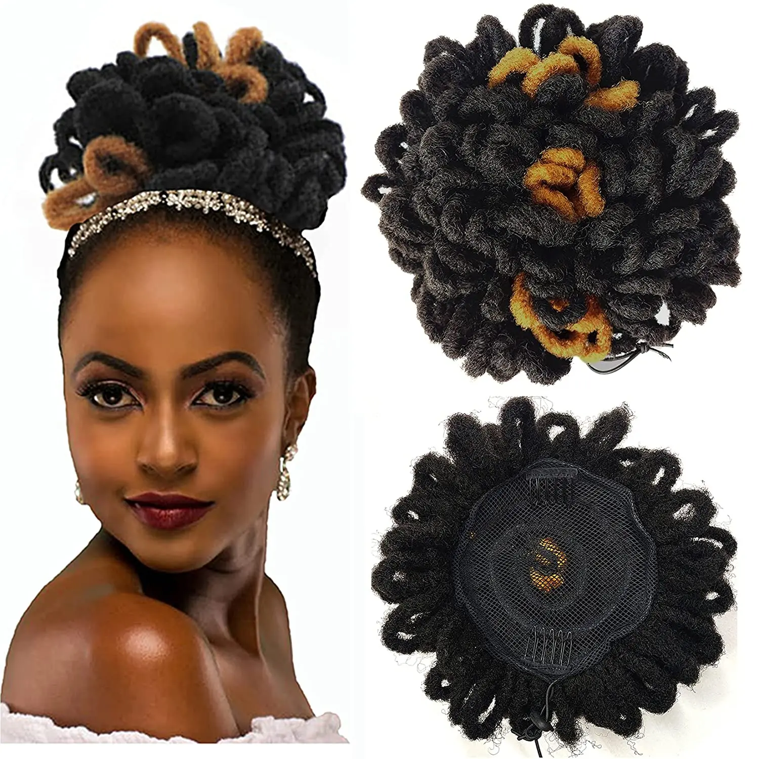 

Hairpiece hair afro puff curly dreadlocks chignon bun for black women updo hair piece drawstring ponytail extensions