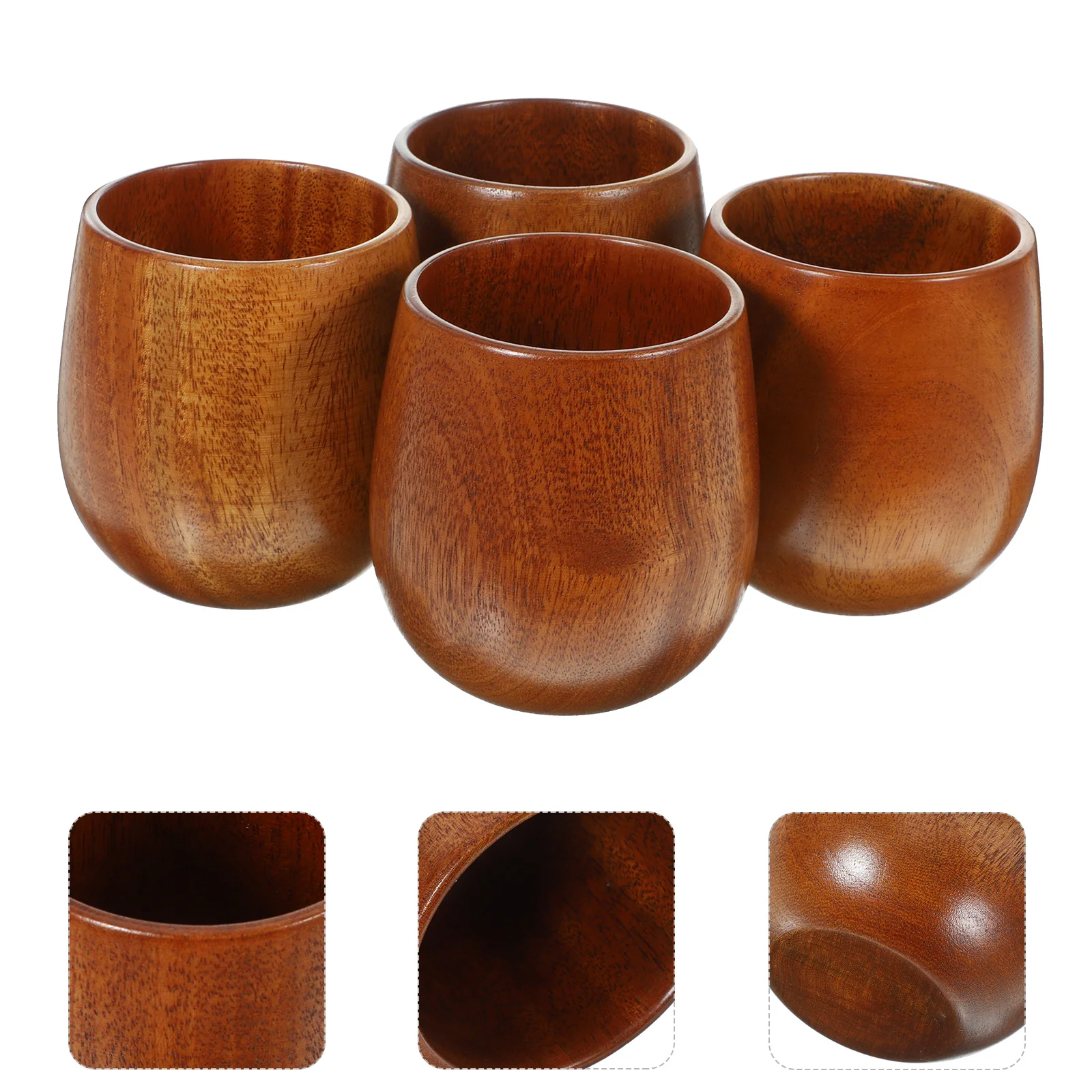 

4 Pcs Tea Cup Coffee Mugs Men Portable Wood Multi-functional Water Pot Belly Outdoor Office
