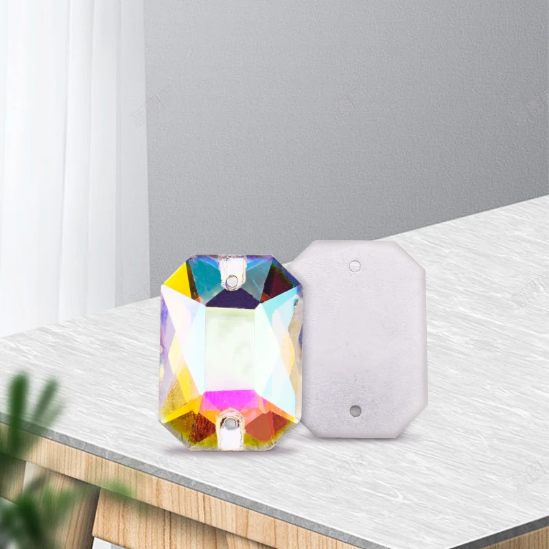 

Прямоугольные Восьмиугольные стеклянные стразы с плоским основанием, прозрачные кристаллы AB, камни для шитья, бусины для рукоделия