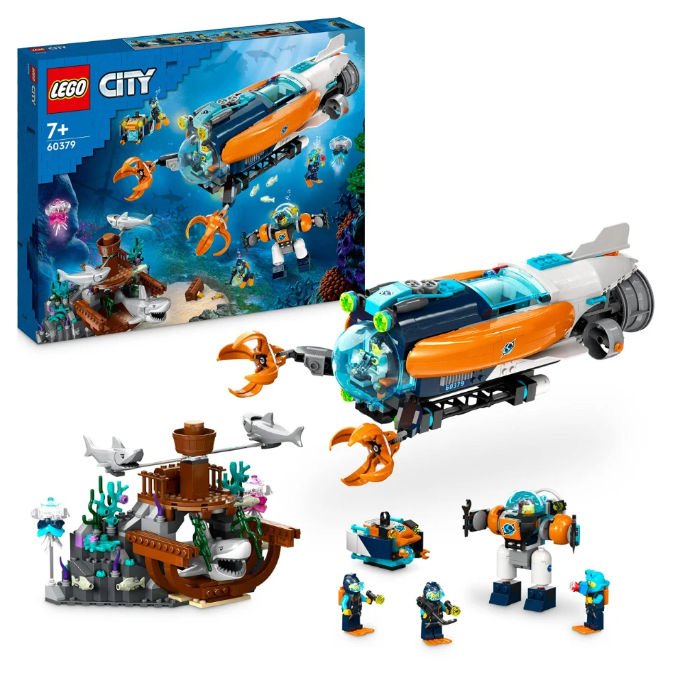 

LEGO 60379 City Deep Sea Explorer Submarine Underwater Set with Drone Mech Mini Figures of Diving and Animal Figures
