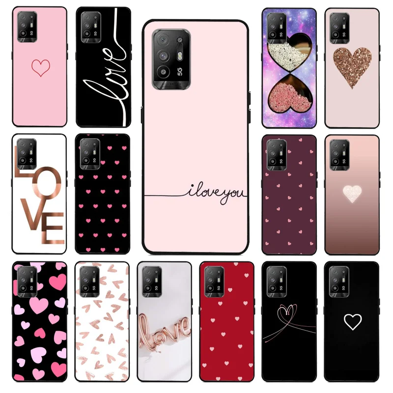 

I Love you Pink Heart Phone Case for OPPO A54 A74 A94 A53S A9 A5 A15 A16 A91 A96 A76 Reno8 8Pro Reno2 Z