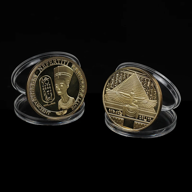 

Egypt Queen Nefertiti Pyramid Gold Plated Souvenir Coin 40mm Commemorative Coin Replica Collection Gift
