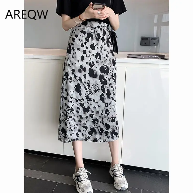 

Leopard Print Skirt Women's 2022 Summer New Mid-length A-line One-step Hip Skirt Midi Skirt