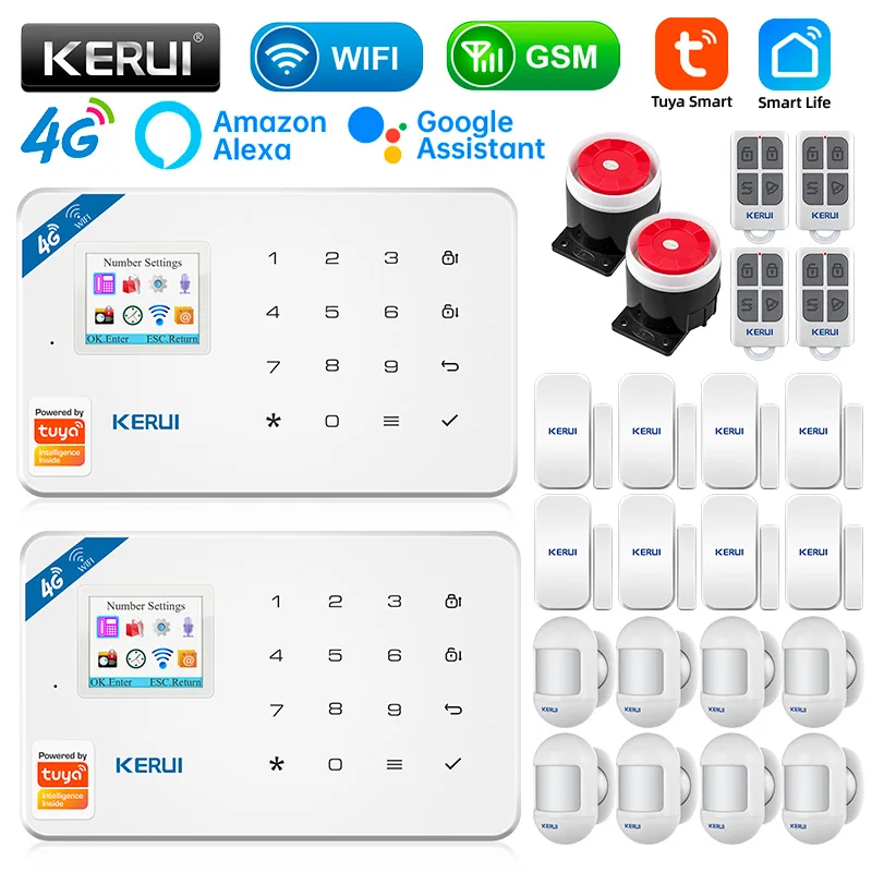 

Охранная сигнализация KERUI W184 Tuya Smart Home, GSM 4G Wi-Fi, охранная сигнализация с защитой от кражи, комплект с датчиком, 6 языков, для гаража