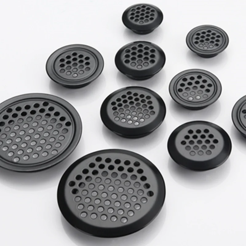 

4pcs Wardrobe Cabinet Mesh Hole Black Air Vent Louver Ventilation Cover Stainless Steel Black color